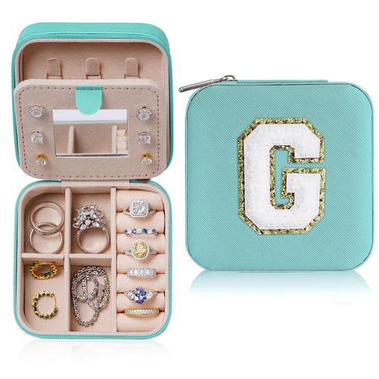 Parima Bridal Shower Gifts for Women, Bridesmaid Gifts for Women | Bridesmaid Proposal Gifts Unique Gifts | Wedding Travel Essentials Small Jewelry Box | Travel Jewelry Case - Letter S, Green