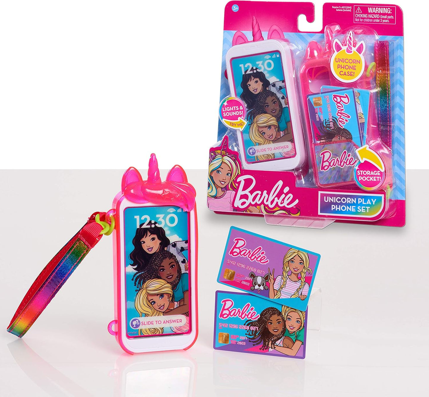 Barbie Unicorn Play Phone Set with Lights and Sounds, Unicorn Phone Case and Wristlet, Toy Cell Phone for Kids, Kids Toys for Ages 3 Up by Just Play