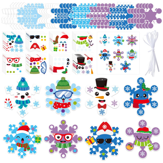 3sscha 40 Packs Christmas Snowflake Craft Kit for Kids - DIY Xmas Winter Art Craft Make Your Own Snow Flakes Set Sticker Handmade Artwork Project Classroom Home Holiday Activity Party Favor Decor
