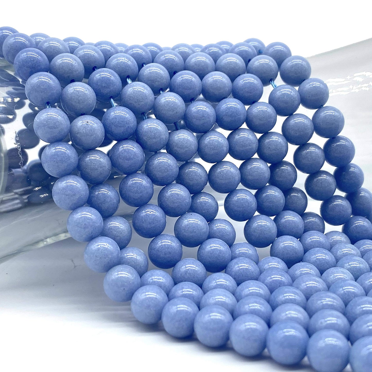 ABCGEMS Glow-in-Dark Mexican Blue Aragonite Beads (AKA Cave Calcite- Extremely Rare) Healing Crystal Chakra Energy Stone Ideal for Bracelet Necklace Ring DIY Jewelry Making Smooth Round 10mm
