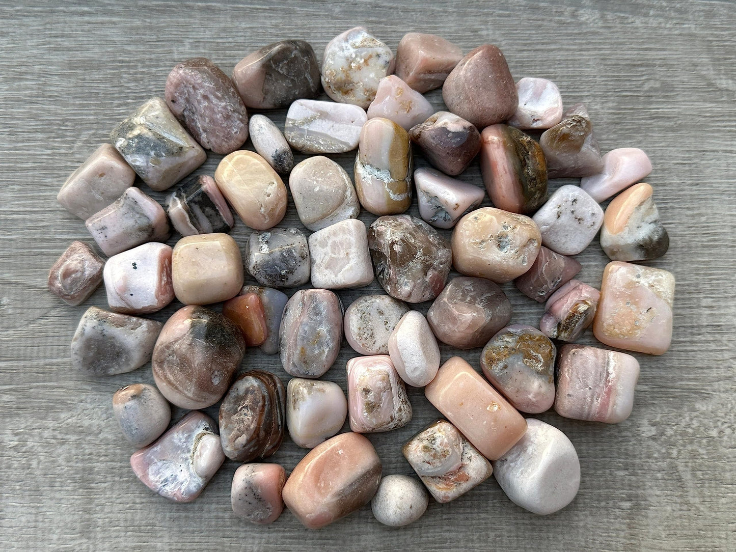 GAF TREASURES 5 Pcs Pink Opal Tumbled Stones, Polished Pink Opal Gemstone, Pink Opal Healing Crystals (Pink Opal)