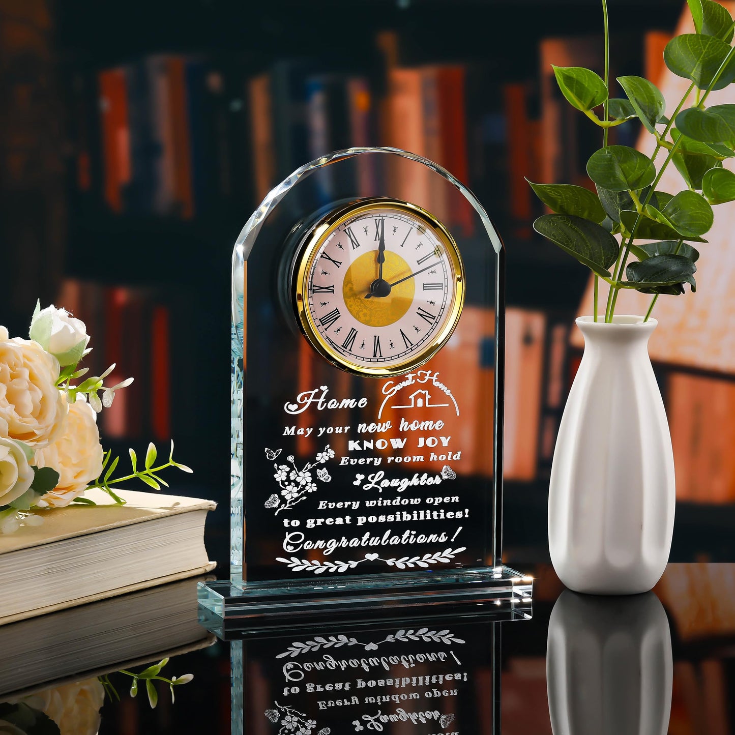 Qianwei House Warming Gifts New Home - Crystal Clock Gifts for Home Decor - Best Unique Housewarming Decor Ideas for New House Homeowner Men Friend Family