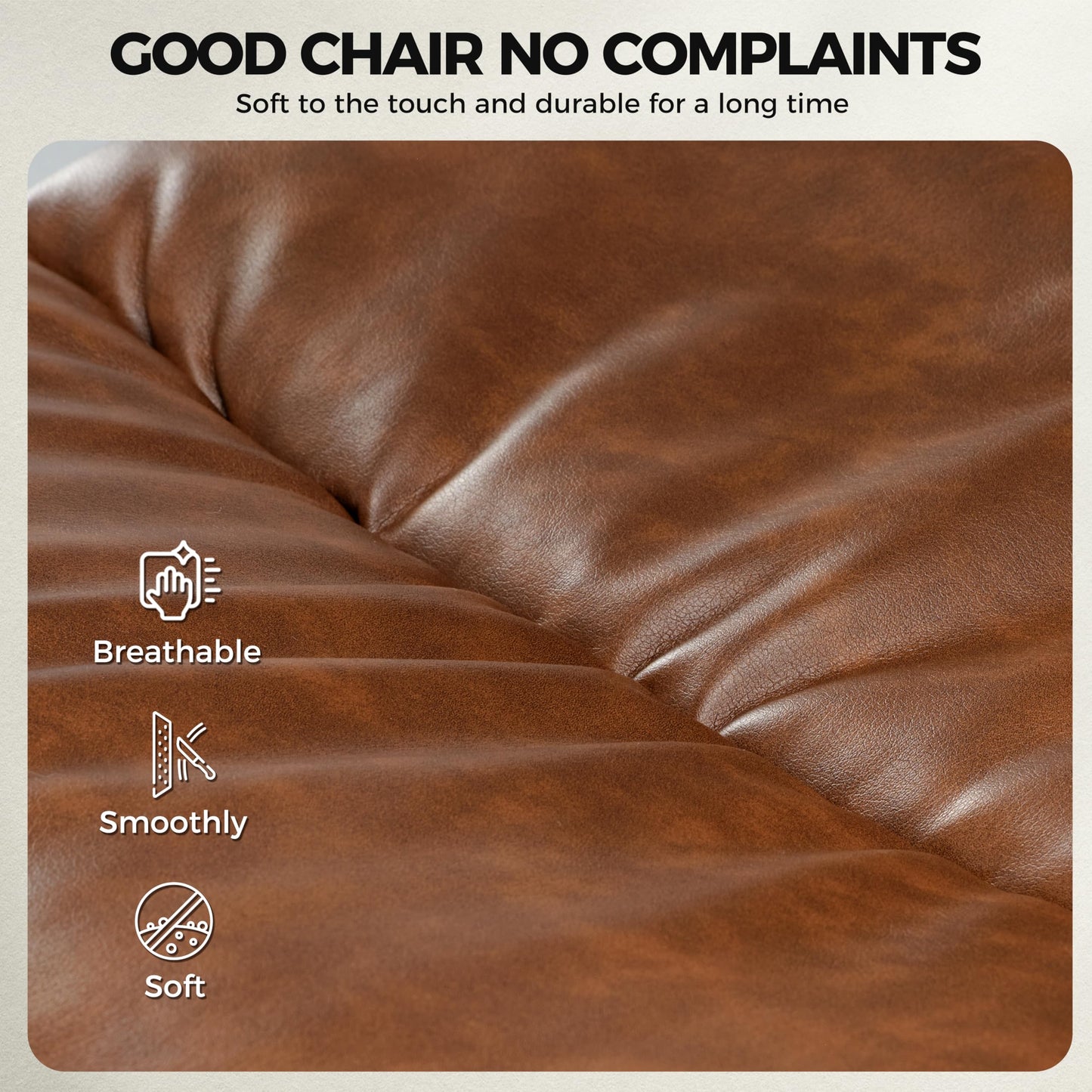 EUREKA ERGONOMIC Mid-Century Vintage Office Chair, Faux Leather Executive Desk Chair with Unique Ball Casters and Fixed Footrest Ring, Brown Retro Swivel Chair for Home Office and Study, Brown