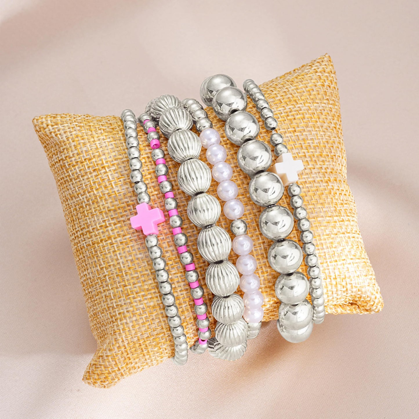 Harry and Henry Gold Beaded Bracelets for Women Gold Pearl Elegant Stackable Bracelets Set Trendy Jewelry Gifts Birthday Valentines Day Gifts for Women