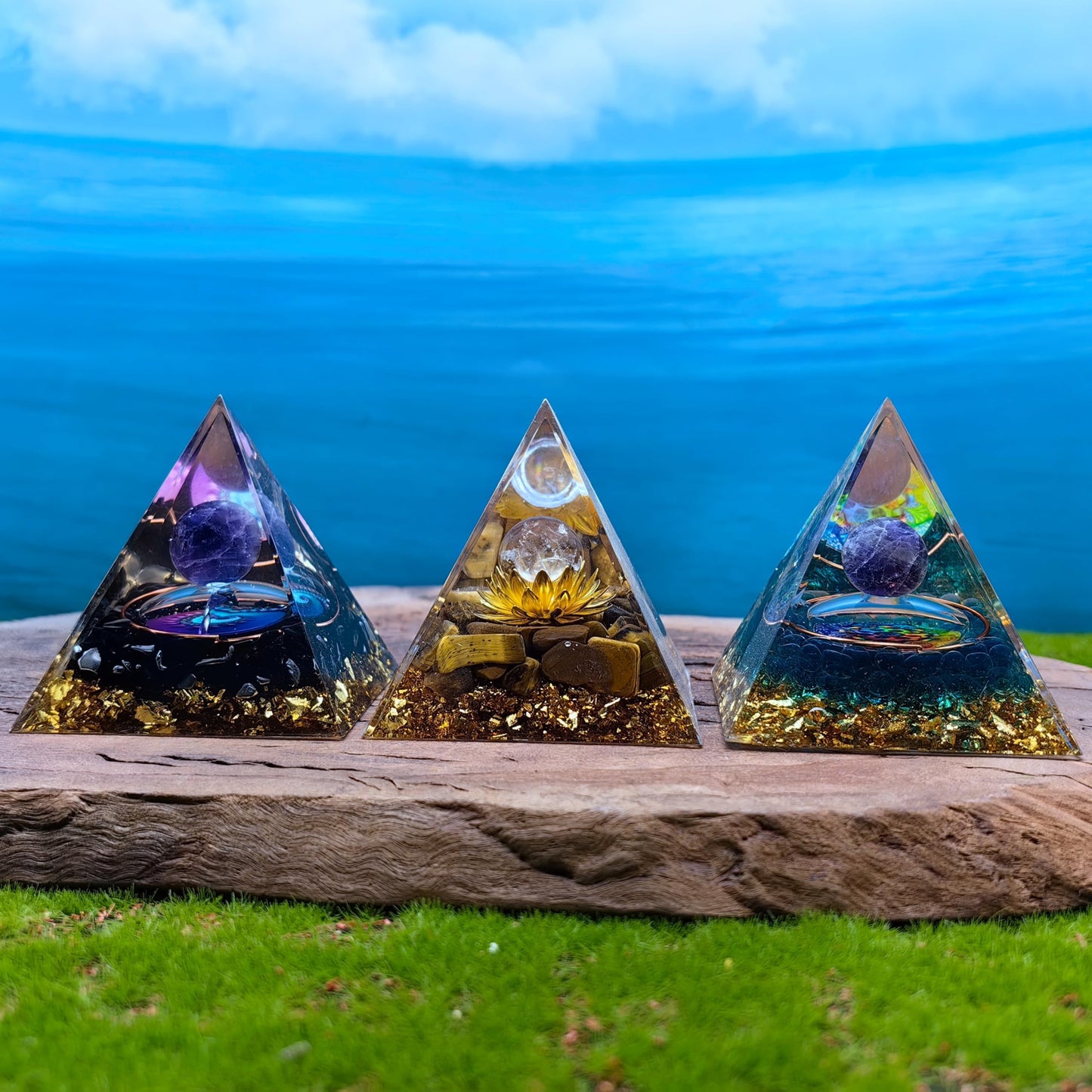 Healing Crystals Orgone Pyramid for Positive Energy, Stress Reduction, and Attracting Wealth and Luck Reduce Stress and Promote Healing with this Crystal Pyramid Home Decor (NO1,6cm)