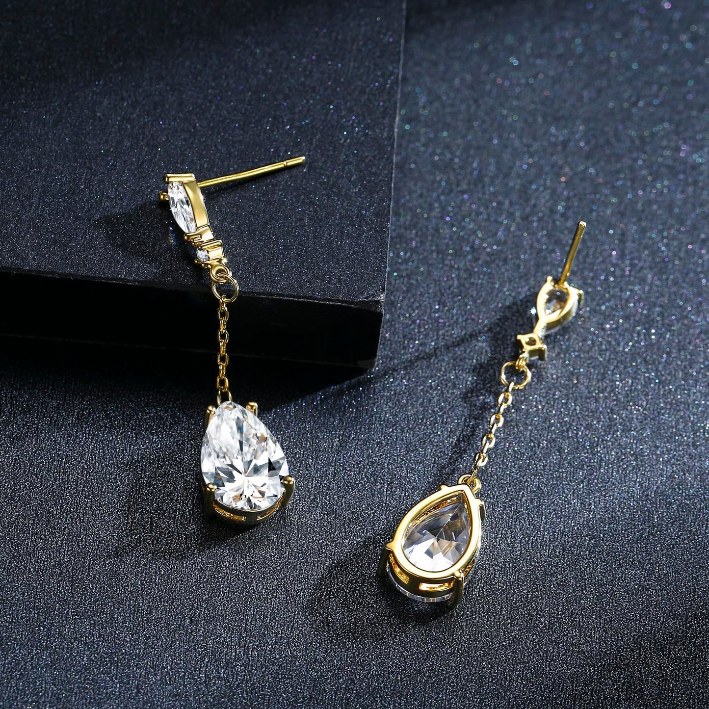 SBLING Cubic Zirconia Teardrop Earrings Wedding Earrings for Brides Bridesmaids, Bridal Dangle Earrings, Teardrop Crystal Drop earrings for Women Jewelry Gifts
