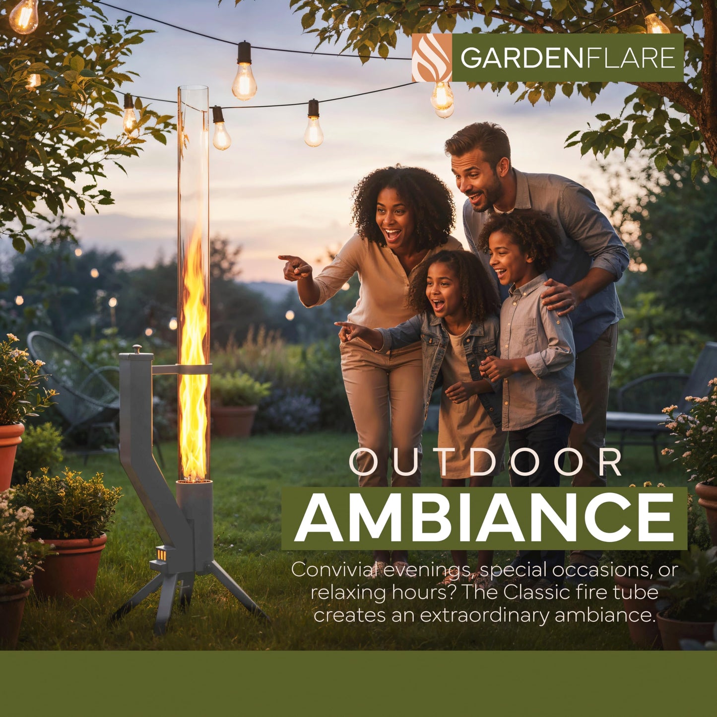 Gardenflare GARDENFLARE Stainless Steel Pellet Stove & Smokeless Firepit, Wood Pellet Patio Heater for Ambiance - Fire Pit for Patio, Fire Tube, Outside Backyard Bonfire & Outdoor Fireplace