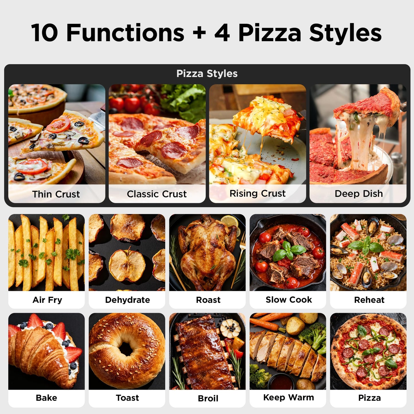 Midea Flexify Pro 10+4 Toaster Oven Air Fryer Combo, Graphene Juicy-Lock Cooking, French Door Countertop Oven, 450°F Flash Air Fry, 26.4 QT Stainless Steel