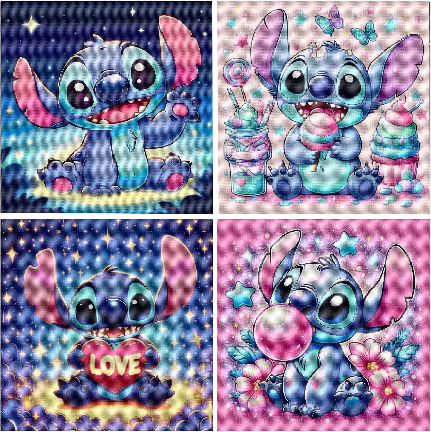 JAKI Diamond Art Kits for Adults-Cartoon Diamond Art Painting Kits for Adults,5D DIY Gem Art Kits for Home Wall Decor(4 Pack.12x12inch)