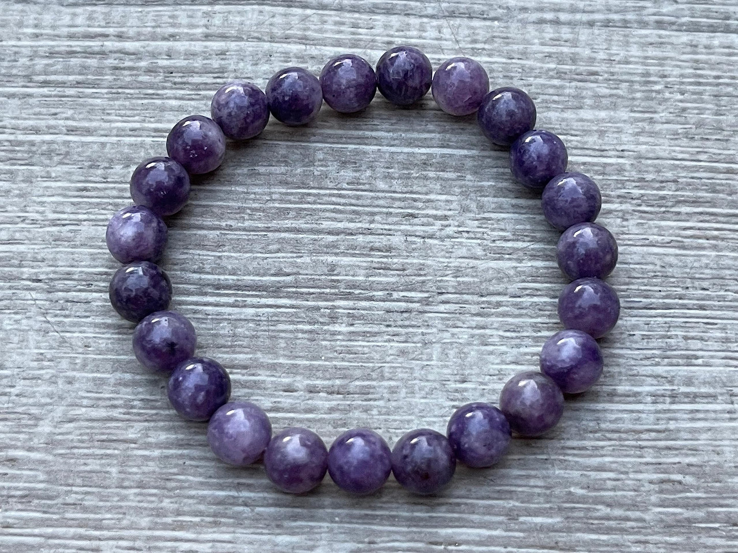GAF TREASURES Lepidolite Crystal Bead Bracelet 8mm, Genuine Lepidolite Stretch Gemstone Bracelet, Healing Crystal Bracelet, Gift for Men & Women (1)