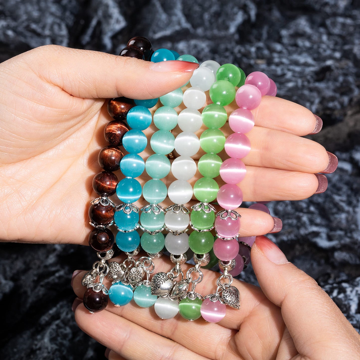 MEHUK Natural Stretch Gemstone Bracelet Healing Stone Beaded Bracelets for Women Men Gifts (Unisex)
