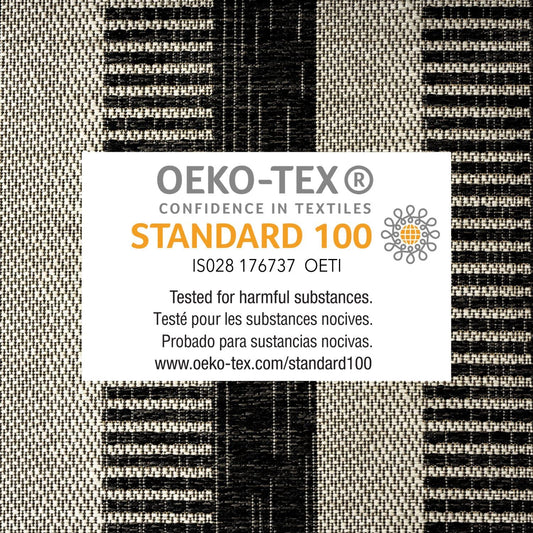 Nicole Miller New York Patio Country Charlotte Modern Stripe Indoor/Outdoor Area Rug, Black/Grey, 5'2"x7'2"