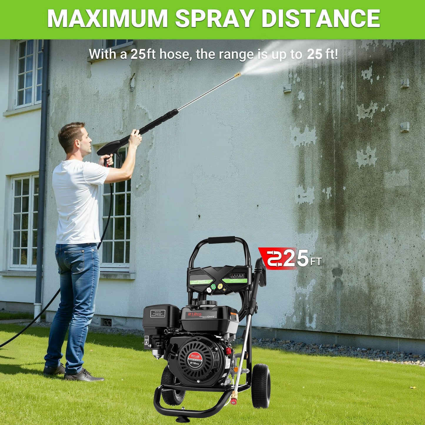 Imdot Gas Pressure Washer 4200PSI 4.0GPM Commercial Power Washer Gas Powered with 212CC Engine, 5 Tips, 25ft Hose, Soap Tank, Powerwashers for Home Cars, Black