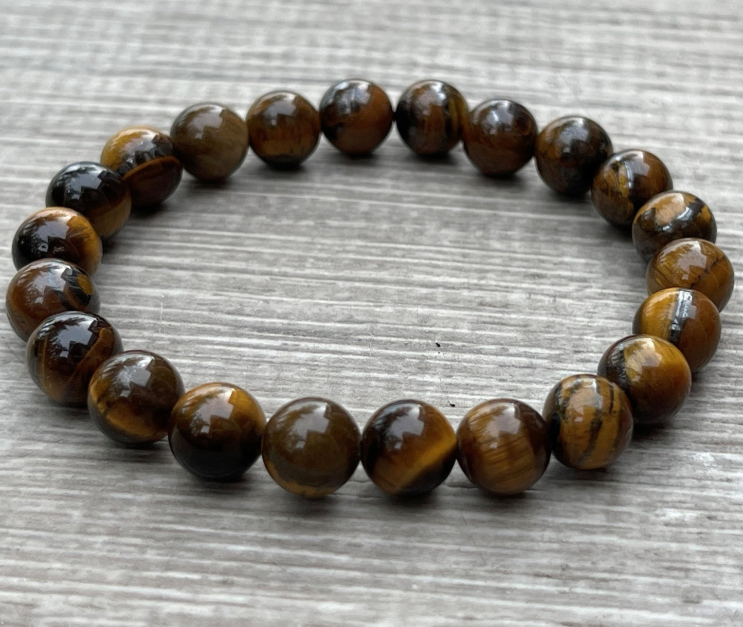GAF TREASURES Tiger Eye Crystal Bead Bracelet 8mm, Genuine Tiger Eye Stretch Gemstone Bracelet, Healing Crystal Bracelet, Gift for Men & Women (1)