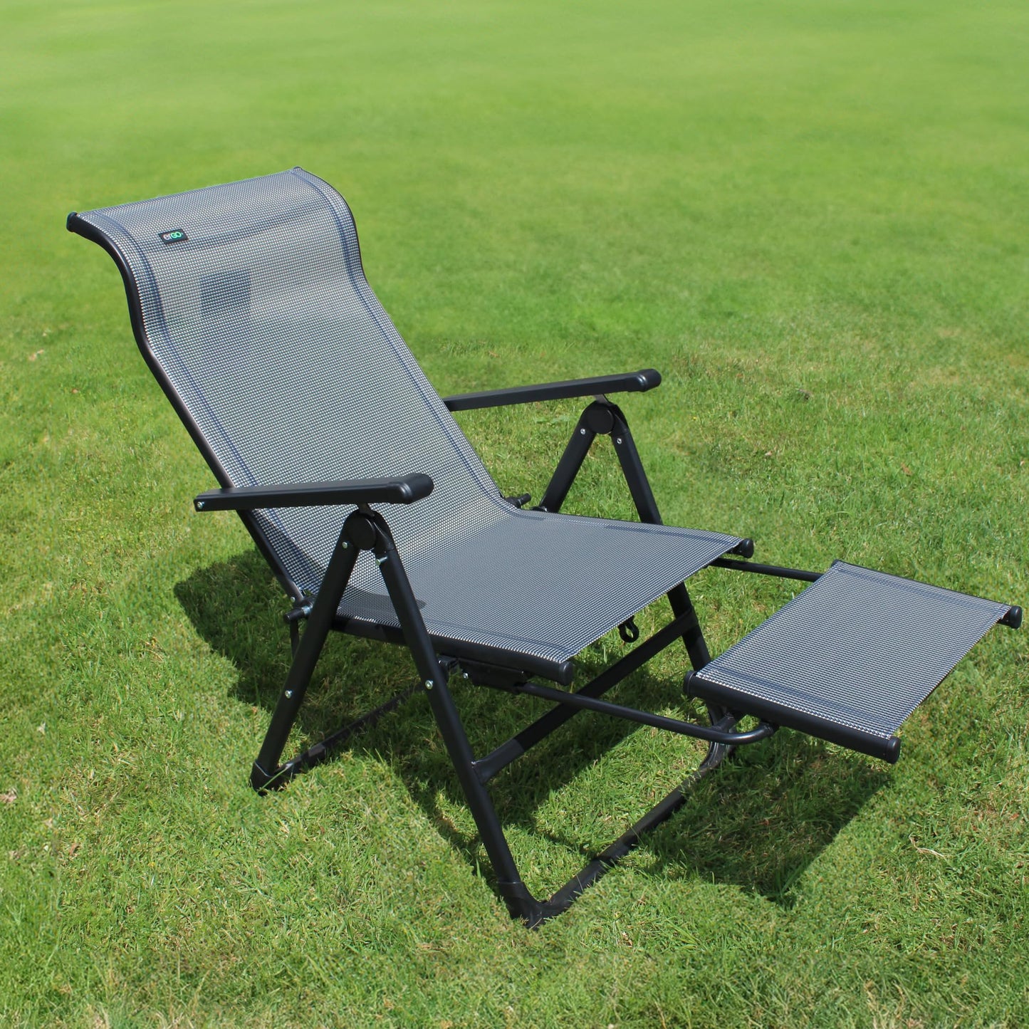 Caravan Sports Ergo+ - Adjustable Outdoor Patio Camping Lounge with Footrest & Headrest, Steel Frame Weather-Resistant Fabric – Folding Outdoor Chair