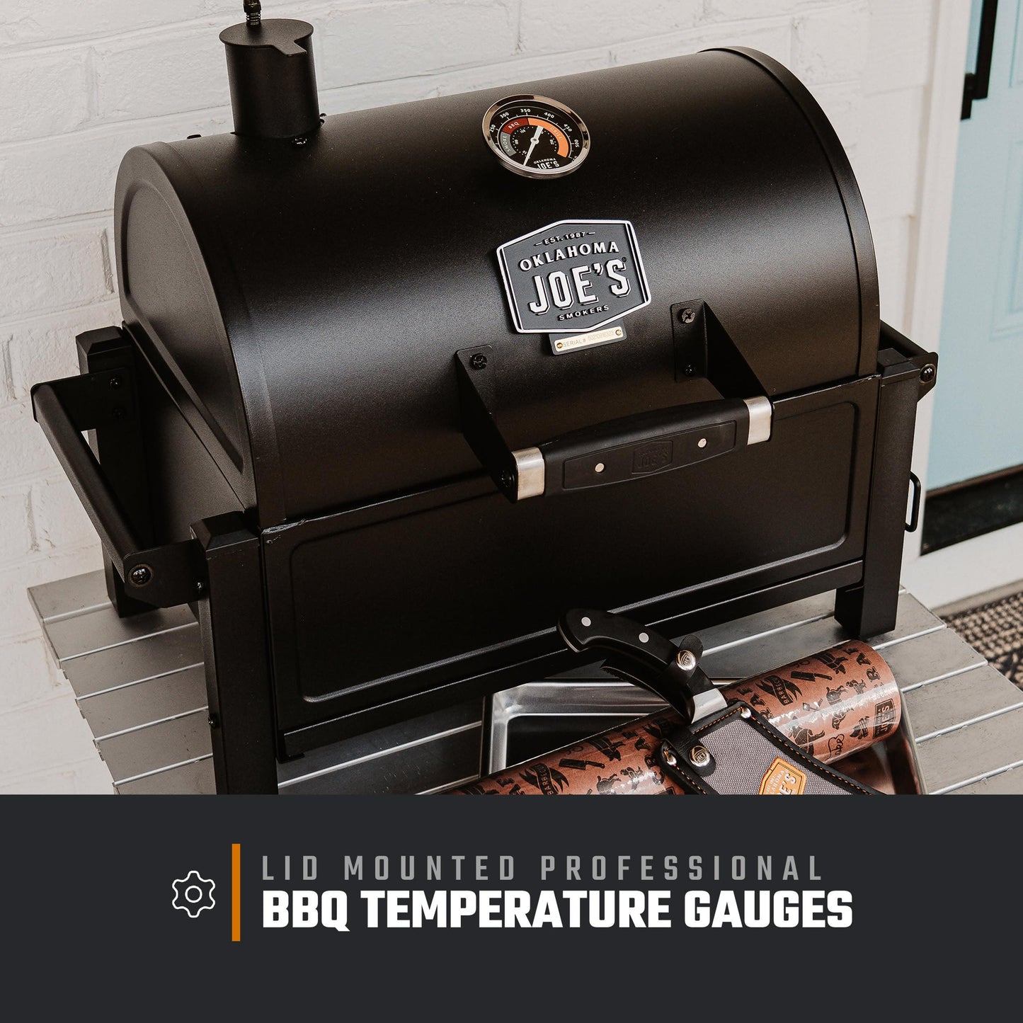 Oklahoma Joe's® Rambler Portable Charcoal Grill with 218 sq. in. Cooking Area, Portable Grill, Black