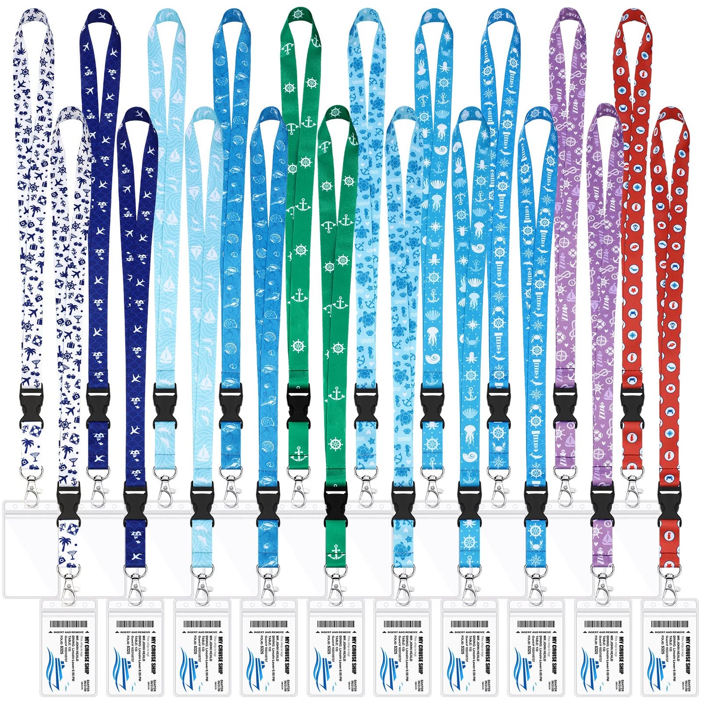 20 Pack Cruise Lanyards Carnival Cruise Lanyard with ID Holder Waterproof Cruise Lanyard Detachable Buckler for Cruise Ships Cards Women Men Cruise Accessories