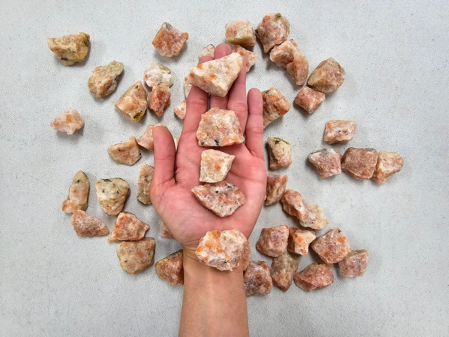 MINERALUNIVERSE Half Pound Sunstone Crystals Rough Stones - Bulk Sunstone - Raw Natural Stones & Crystals - Fountain Rocks for Tumbling, Polishing, Wire Wrapping, Reiki, Chakra Crystal Healing