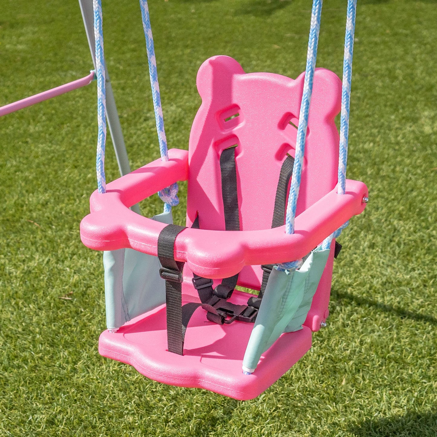 Sportspower FNS-003 My 1st Toddler Swing: Heavy-Duty Baby Indoor/Outdoor Swing Set with Safety Harness, Capacity - up to 50 lbs, Pink/Pale Green