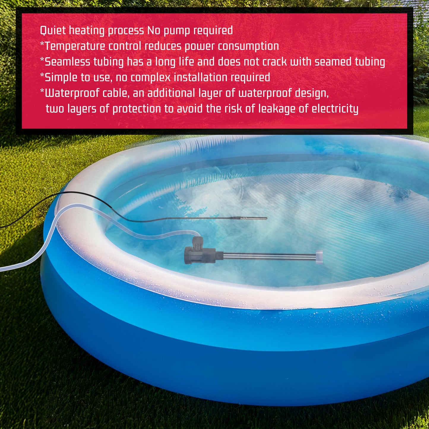 YLboyLIAN 1500W Titanium Submersible Electric Immersion Water Heater with Temp Control & GFCI – Portable Heater for Hot Tubs, Above-Ground Pools, Swimming Pool, baptismal Pools, Spa & Inflatable Pools