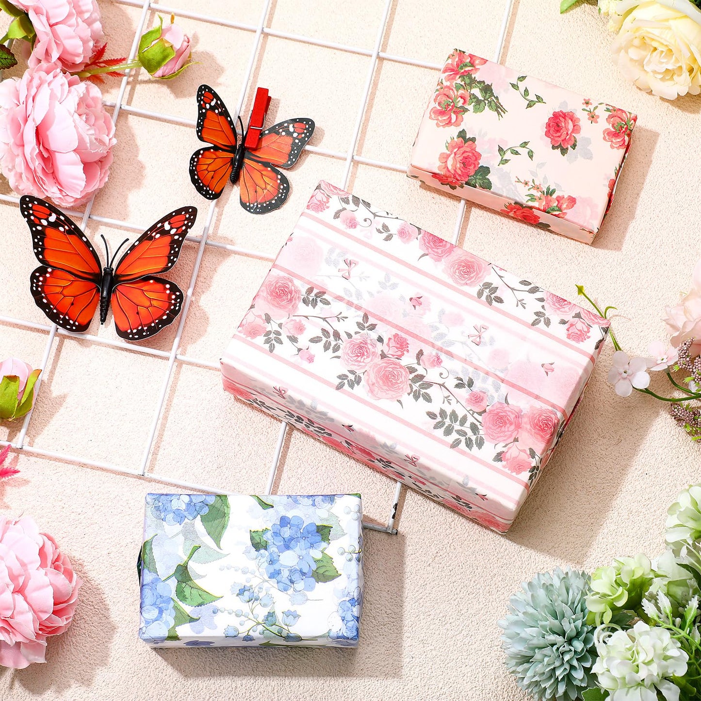 Honoson 90 Sheets Floral Tissue Paper Printed Flower DIY Art Craft Wrapping Paper for Gift Bags Bulk for Wedding Bridal Shower Birthday Party Favor Supplies Decoration, 19.7 x 13.8 Inch(Vivid)