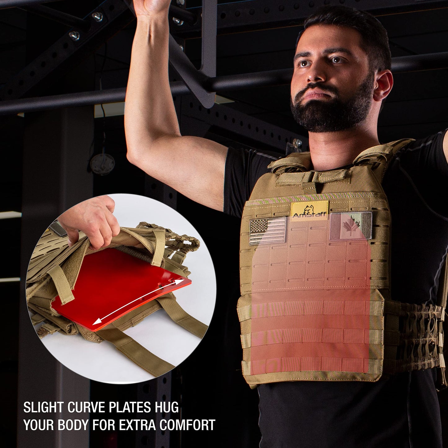 AmStaff Fitness Weight Vest Plates – 11LB – All Standard Size Weight Carriers – WODs, Workout, Strength and Endurance Training, Running – 3D Curved Ergonomic Design – (2) x(5.5LB) (Sold in Pair)