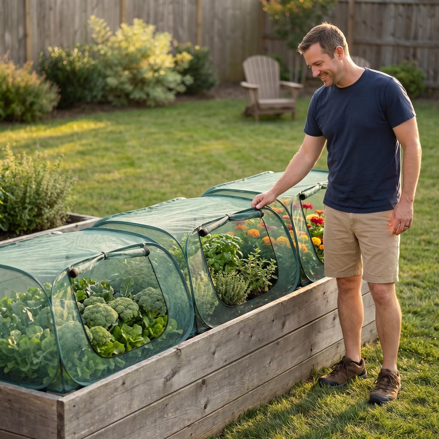 1Pack Raised Garden Bed Covers(45"X22"X18"), Pop Up Mesh Plant & Vegetable Cover,30% Sunblock Plant Shade Tent, Outdoor Planter Protection, Sun & Insect Guard