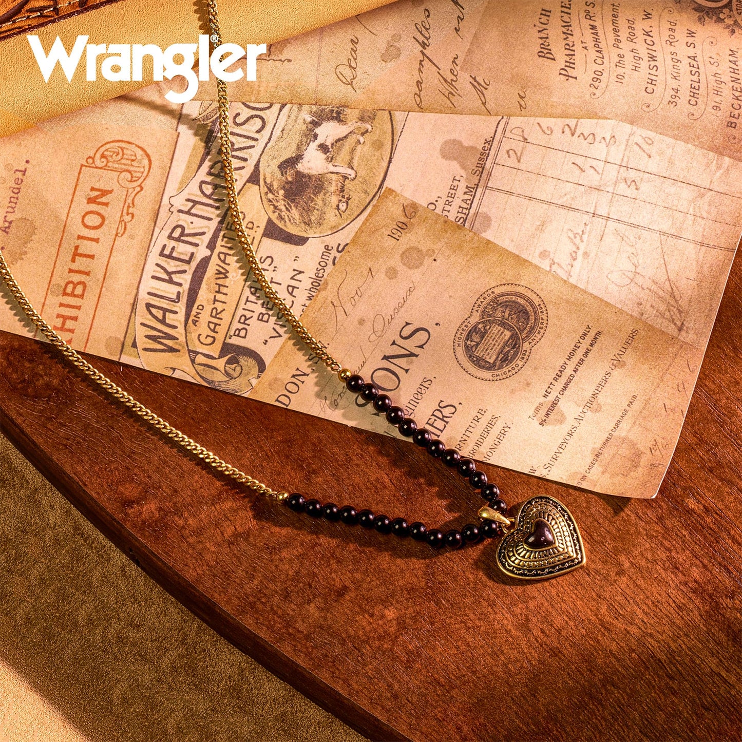 Montana West Wrangler Western Pendant Necklace for Women 14k Gold Silver Heart Statement Turquoise Cowgirl Vintage Trendy Fashion Jewelry WNS-2021G-BK