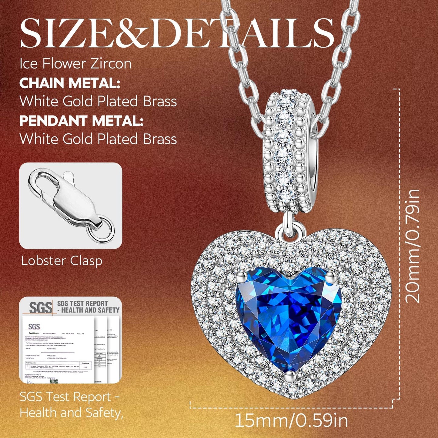 Kate Lynn Heart Necklaces for Women Love Pendant Necklace Sapphire Crystal Jewelry, Birthday Gifts for Women Girlfriend Christmas Anniversary Jewelry for Her, Valentine's Mothers Day Gifts for Mom Wife Daughter