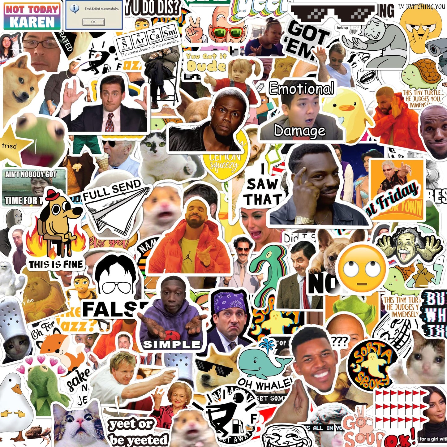 306pcs Funny Meme Vinyl Stickers Pack, Large Bulk Sticker for Laptop, Phone, Water Bottles, Computer Cars... Vine Sticker Decal DIY Décor for Bumper Accesory