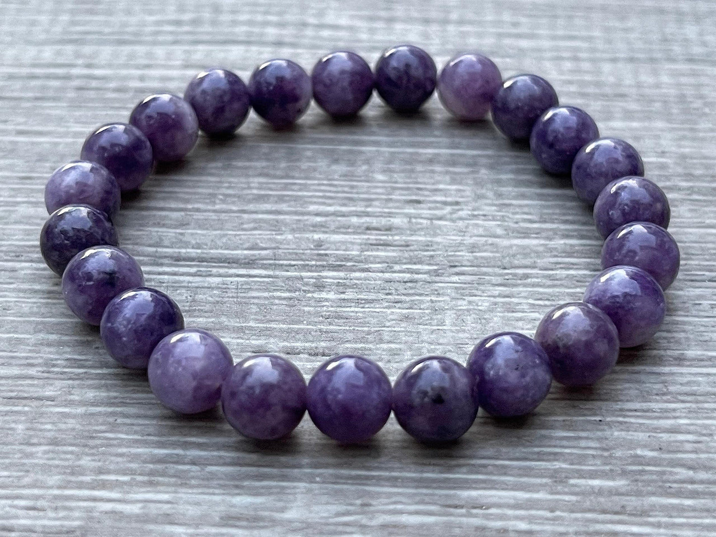 GAF TREASURES Lepidolite Crystal Bead Bracelet 8mm, Genuine Lepidolite Stretch Gemstone Bracelet, Healing Crystal Bracelet, Gift for Men & Women (1)