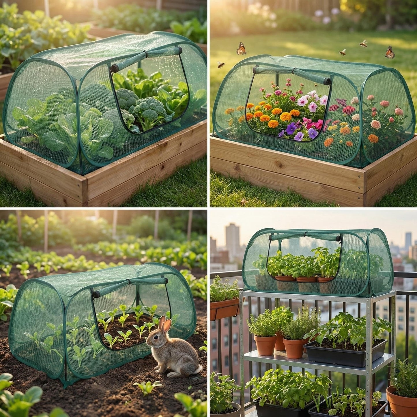1Pack Raised Garden Bed Covers(45"X22"X18"), Pop Up Mesh Plant & Vegetable Cover,30% Sunblock Plant Shade Tent, Outdoor Planter Protection, Sun & Insect Guard