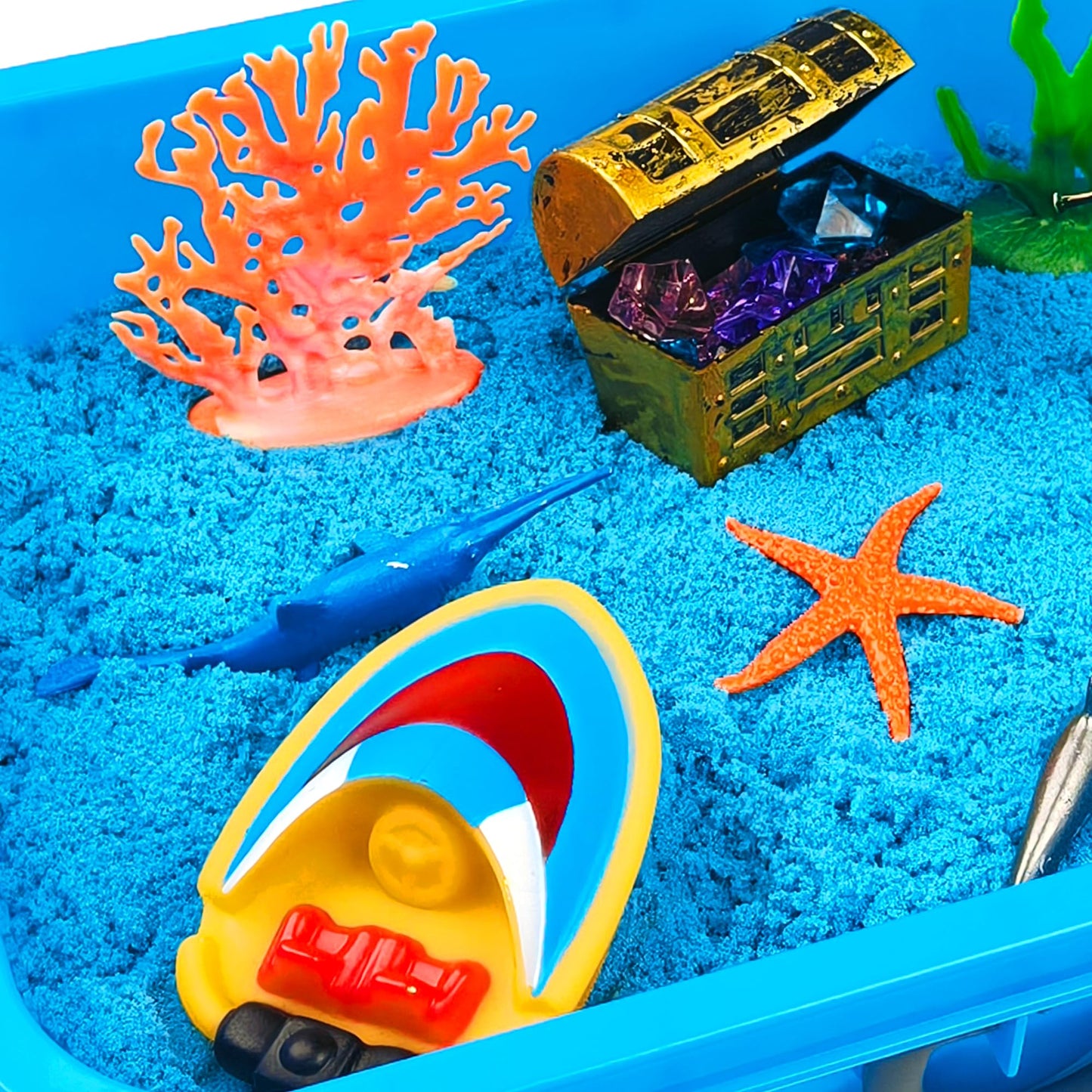 AGENTLAN Ocean Sensory Bin, Ocean Sensory Water Toys with Sea Animal for Toddlers Boys and Girls, Kids Toys Gift Sand Box for Age 3 4 5 6 7 8