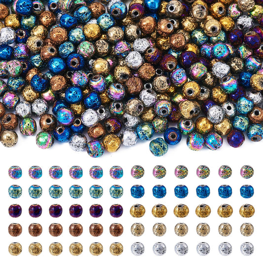 250 Pcs 10mm Lava Rock Beads Natural Stone Beads Round Gemstone Loose Beads Volcanic Chakra Energy Healing Power Beads for Yoga Bracelets Earrings Necklaces Jewelry Making