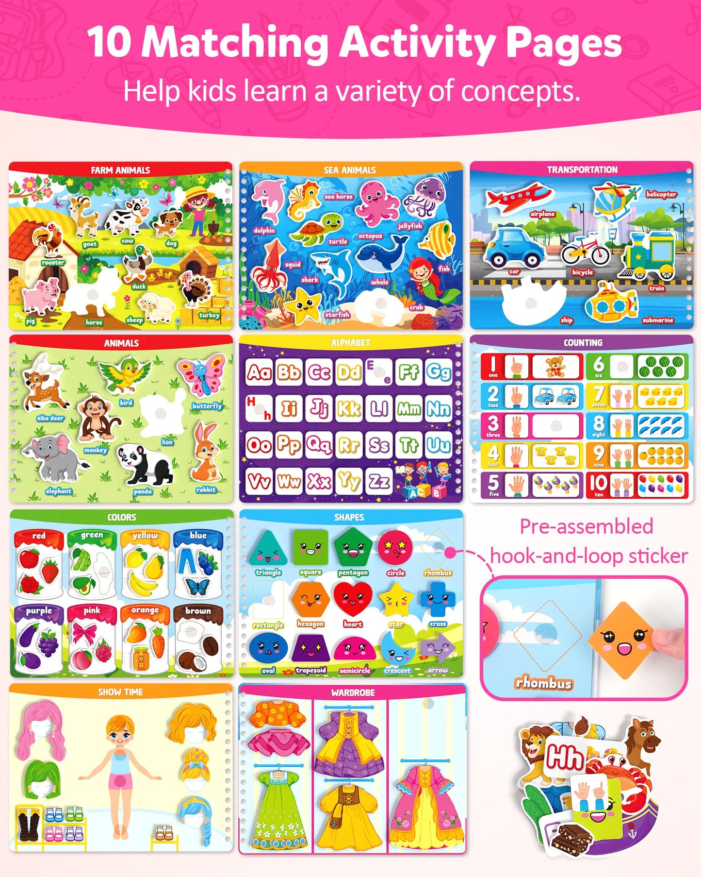 Coogam Montessori Preschool Learning Activities for Toddler Girls Age 3-5, Busy Book with Tracing & Handwriting Practice, Educational Autism Sensory Travel Toys for Girls Birthday Gifts