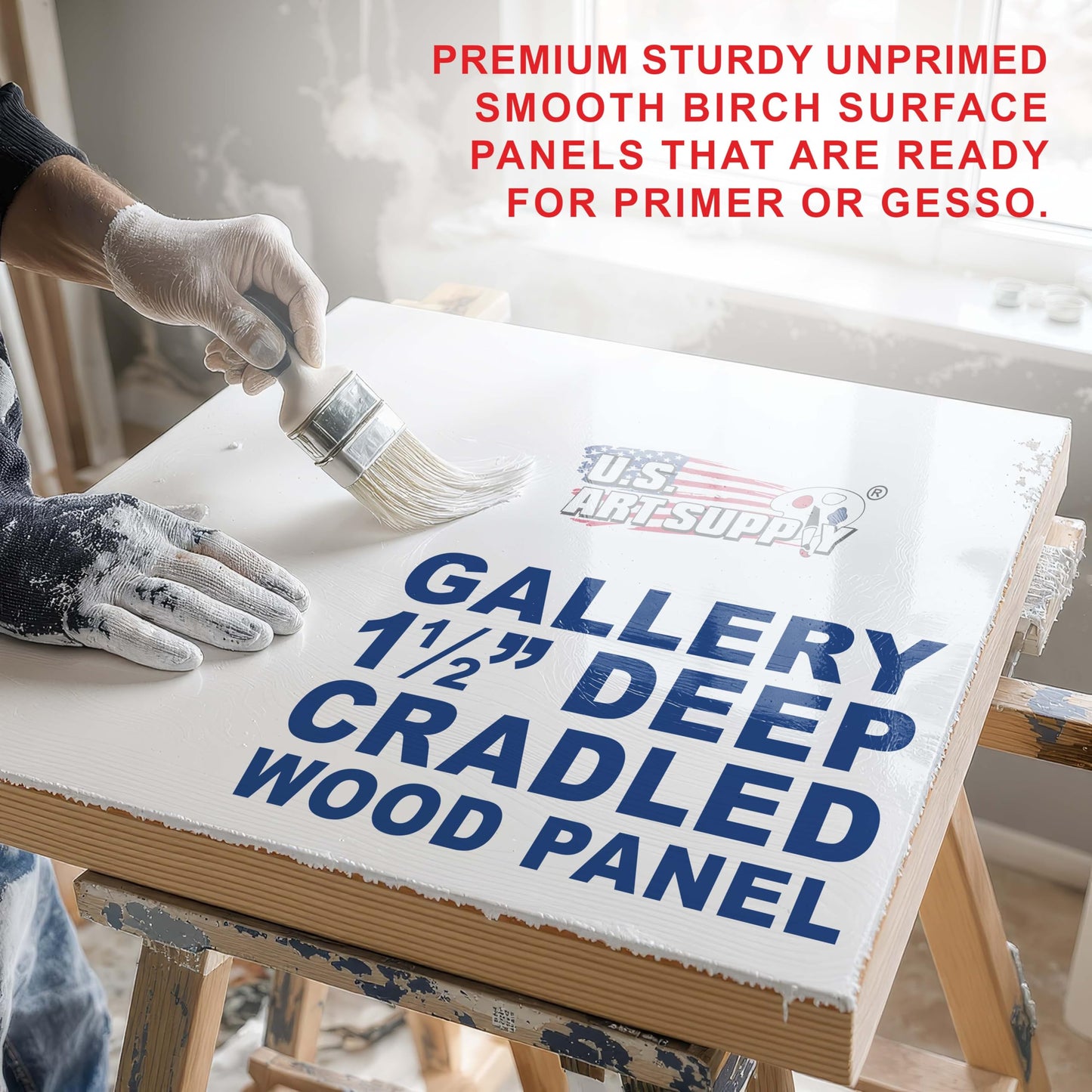 U.S. Art Supply 40" x 40" Unfinished Cradled Wood Panels for Painting, Gallery 1-1/2" Deep (2 Pack) - Artist Depth Wooden Wall Canvases - Mixed-Media Craft, Acrylic, Oil, Encaustic, Paint Pouring