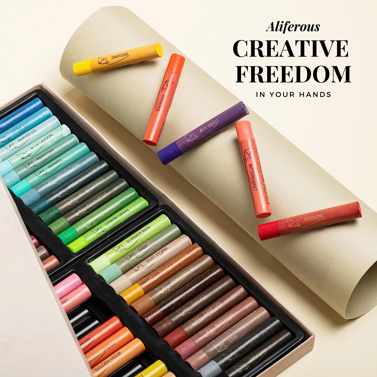 Aliferous Art Oil Pastels - 48 Colors soft pastels for artists - oil pastel set - pastels art set - portfolio oil pastels professional - pastels art supplies for kids - pastel kit