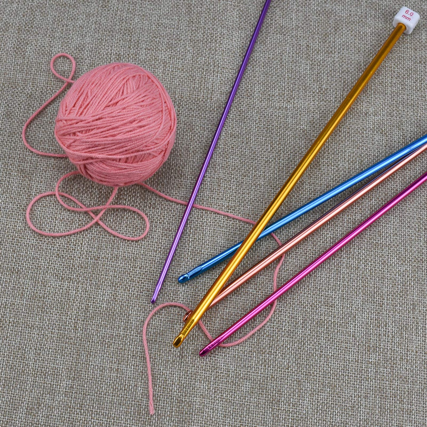 Coopay Tunisian Crochet Hooks Set with Cable, 11pcs Metal Afghan Crochet Hook 2-8mm, 120cm Bamboo Circular Tunisian Knitting Needle with Bead Carbonized 3-10mm for Blanket, Knitting & Crochet Supplies