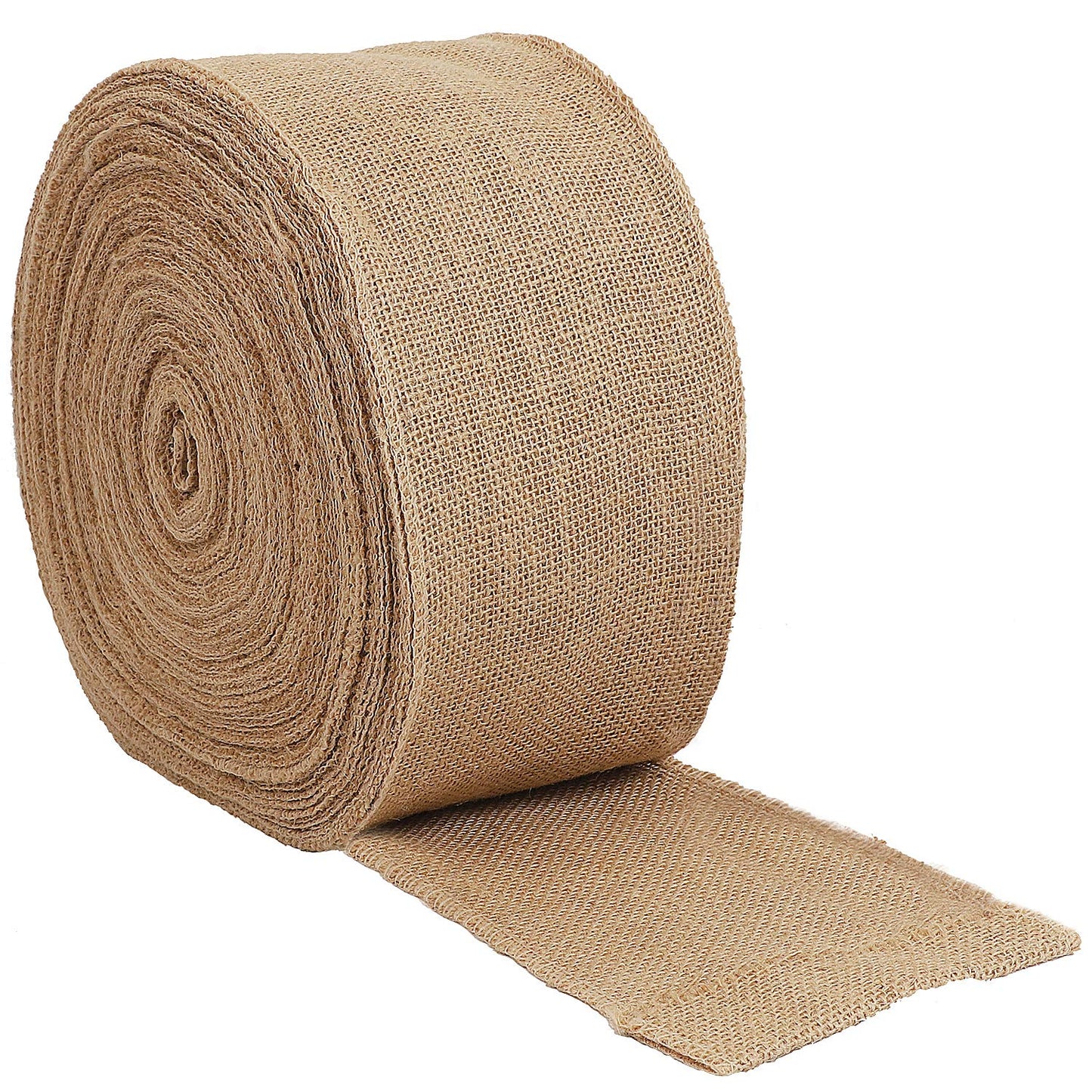 KINJOEK 5 Inch Wide 11 Yards Burlap Ribbon, Natural Jute Fabric Ribbon Crafts Ribbon for Christmas Wedding Gifts Burlap Fabric DIY for Decoration