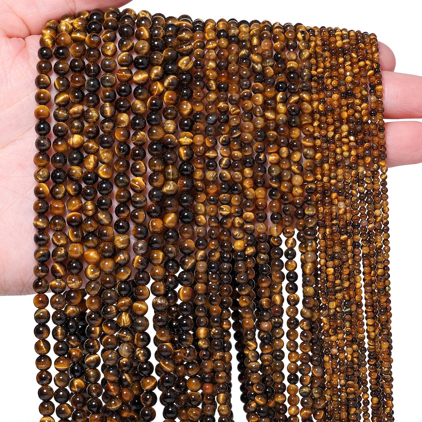 Songxi 180pcs 2mm Yellow Tiger Eye Natural Round Stone Beads for Jewelry Making, Smooth Loose Small Gemstone Beads for Bracelets Necklace, Chakra Stones with Energy Power
