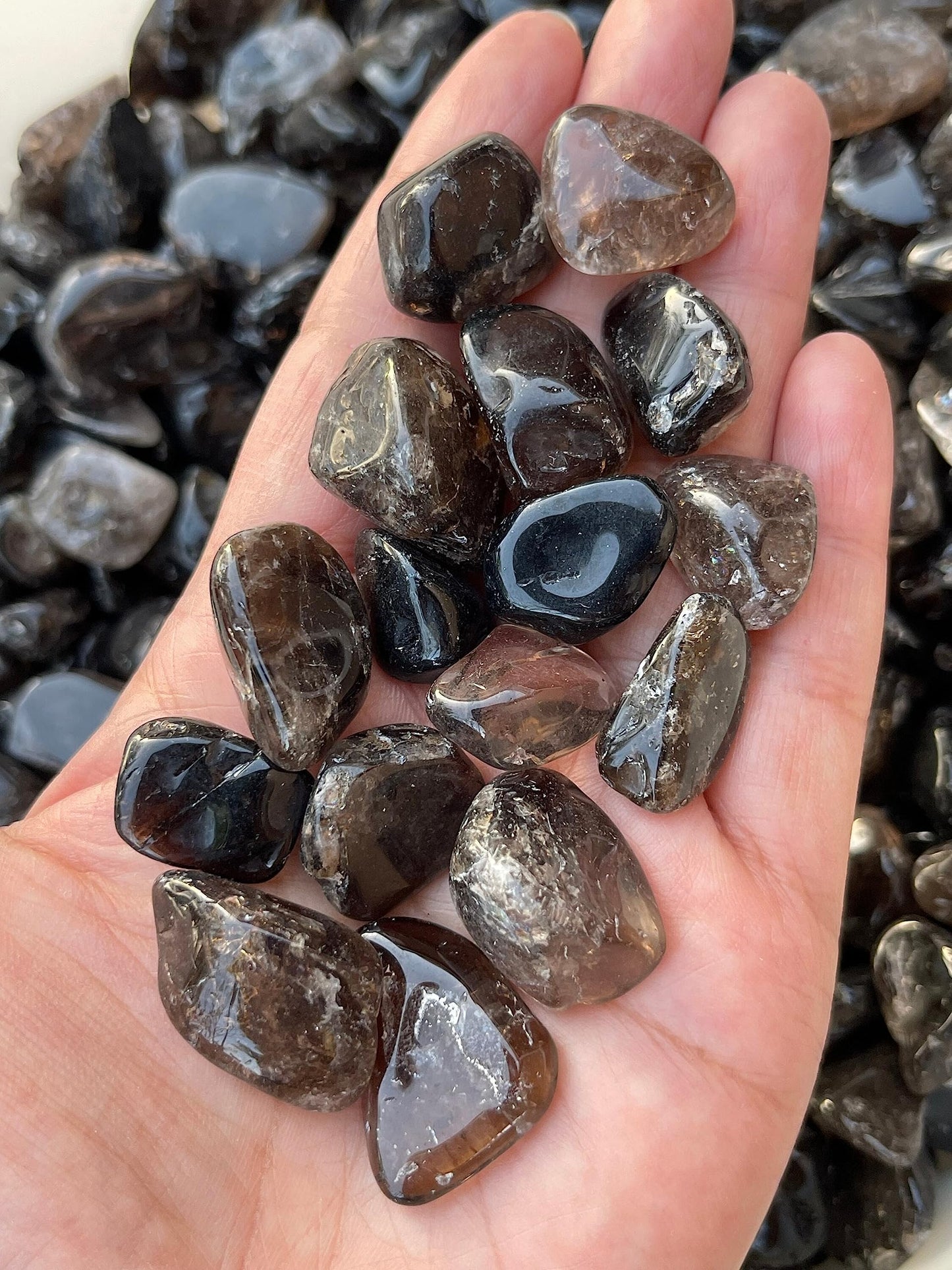 GAF TREASURES 5 Pcs Smoky Quartz Tumbled Stones, Polished Smoky Quartz Gemstone, Smoky Quartz Healing Crystals (Smoky Quartz)
