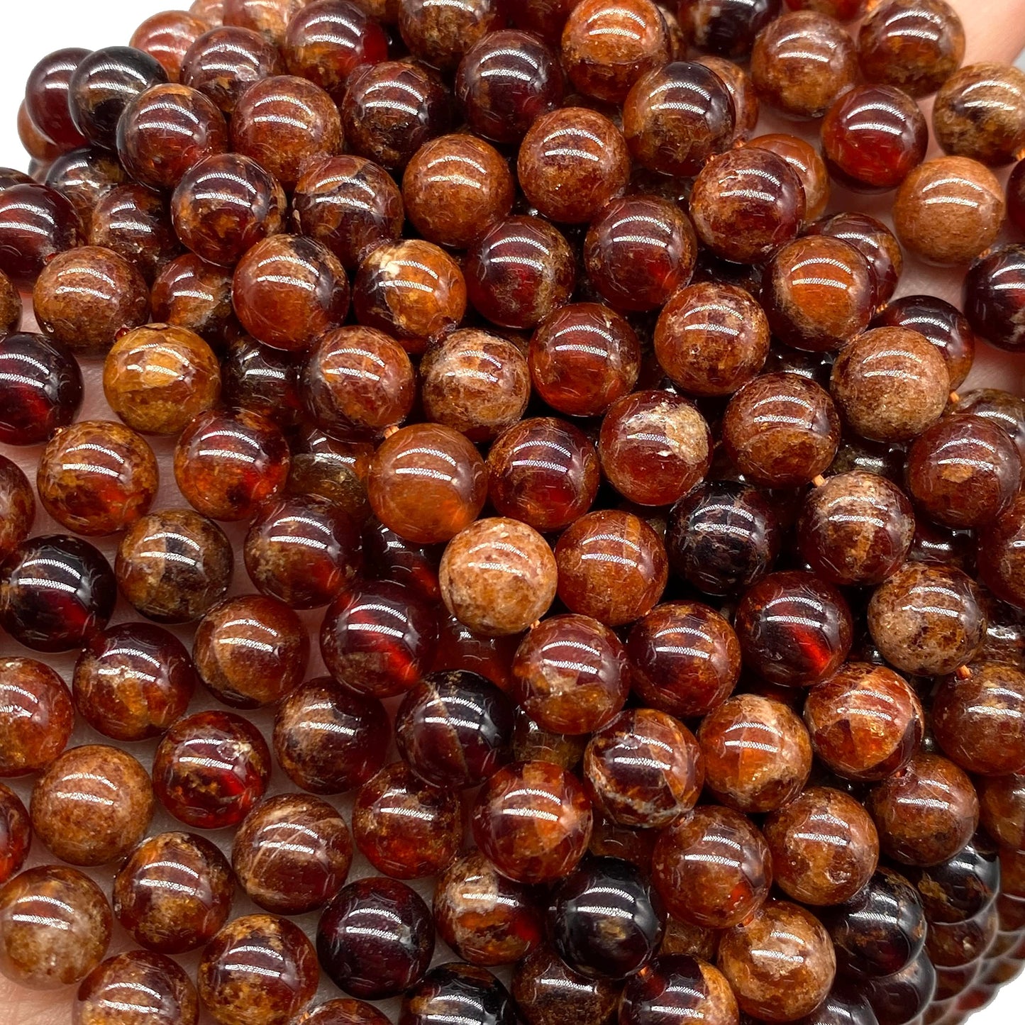 ABCGEMS Madagascan Amber-Orange Hessonite Garnet Beads (Rare Brownish Orange Color) Healing Energy Jewelry Making Smooth Round 10mm
