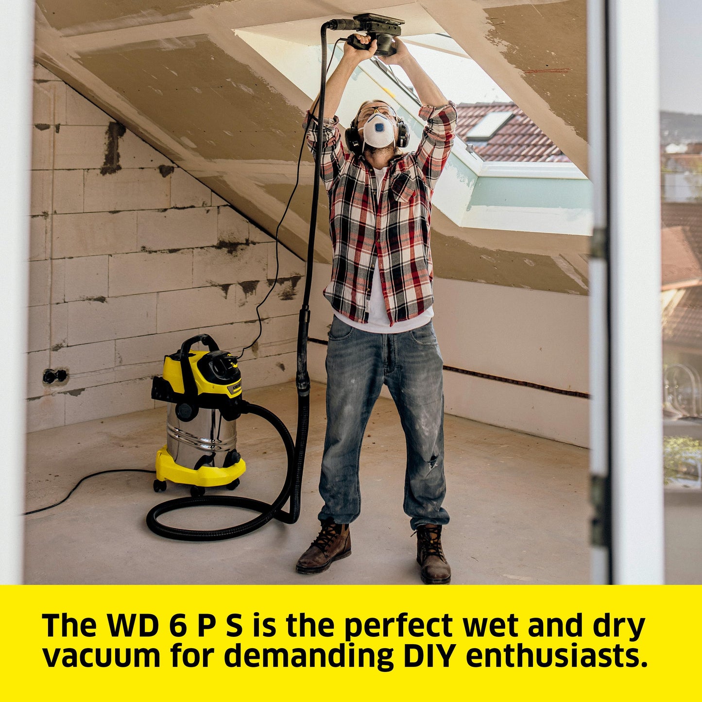 Kärcher Shop Vacuum WD 6 P S, 7.9 Gal, 6.2 Peak HP, 37 ft Reach, Wet Dry Vacuum Cleaner, Heavy Duty, Blower Function, Crevice Tool, Floor Nozzle Great for DIY Projects and Workshops