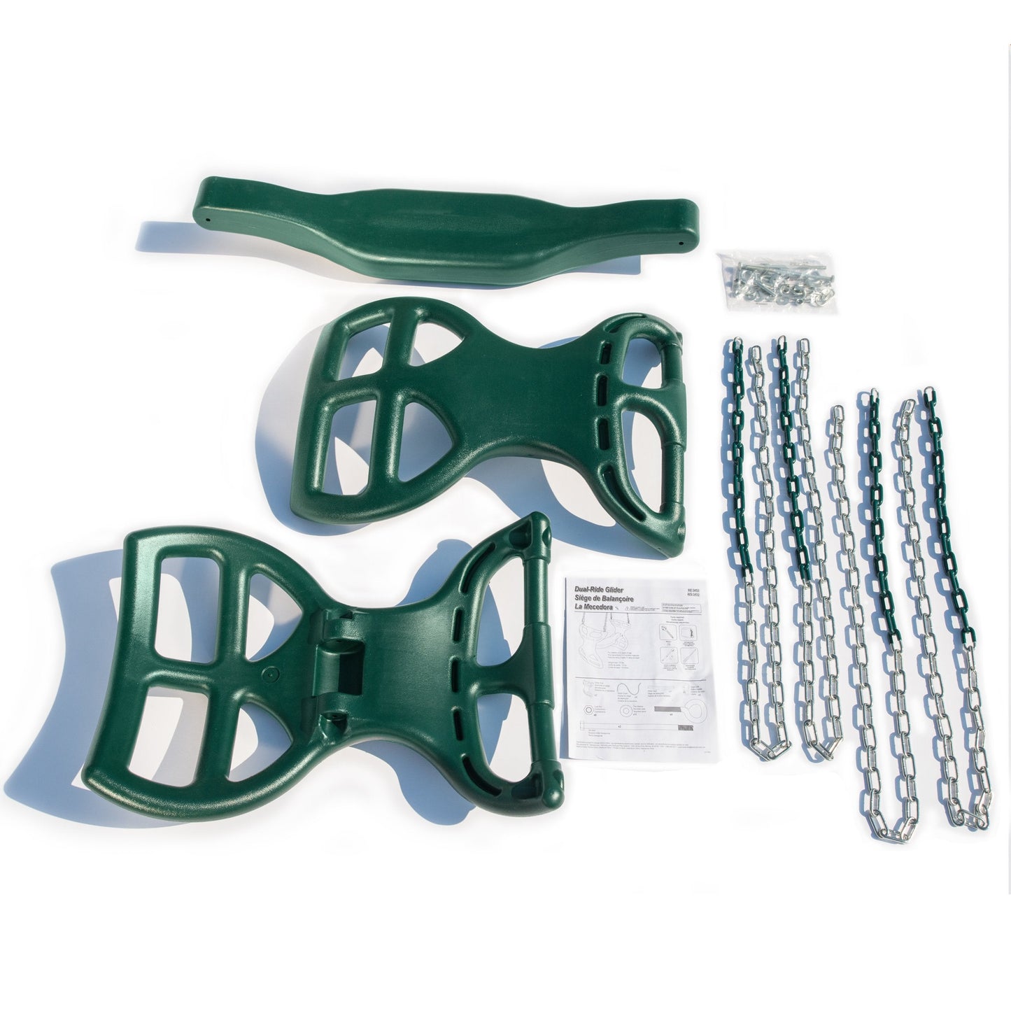 Gorilla Playsets 04-0037-G Dual Ride Glider Back-to-Back Tandem Swing, Green, Green Plastic Coated Chains, Multi-Child Swing