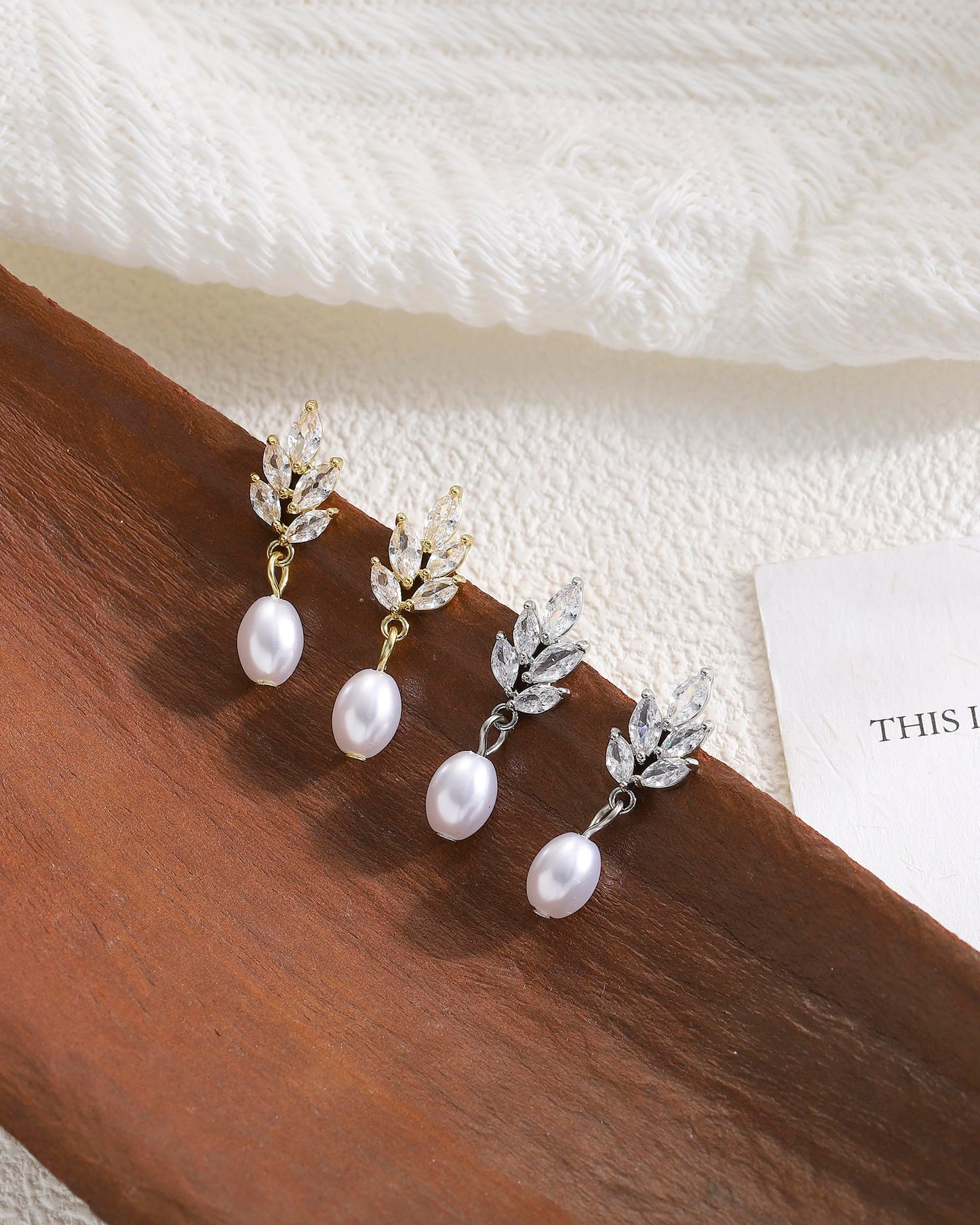 Silver Pearl Earrings for Women, Trendy Diamond Pearl Drop Earrings Bridal Shower Gifts Wedding jewelry for Women