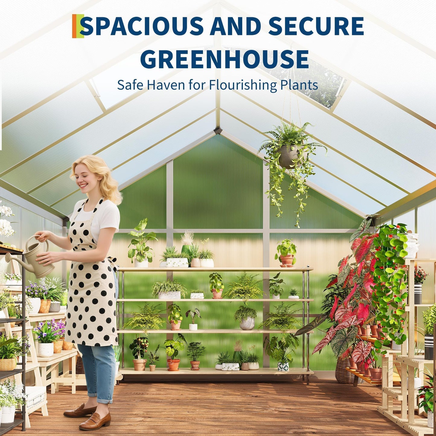 6X10 FT Greenhouse for Outdoors, Polycarbonate Flower Greenhouse with Roof Vent, Push-Pull Lockable Door, Aluminum Walk-in Greenhouses for Outside Garden Backyard, Patio, Lawn, Silver