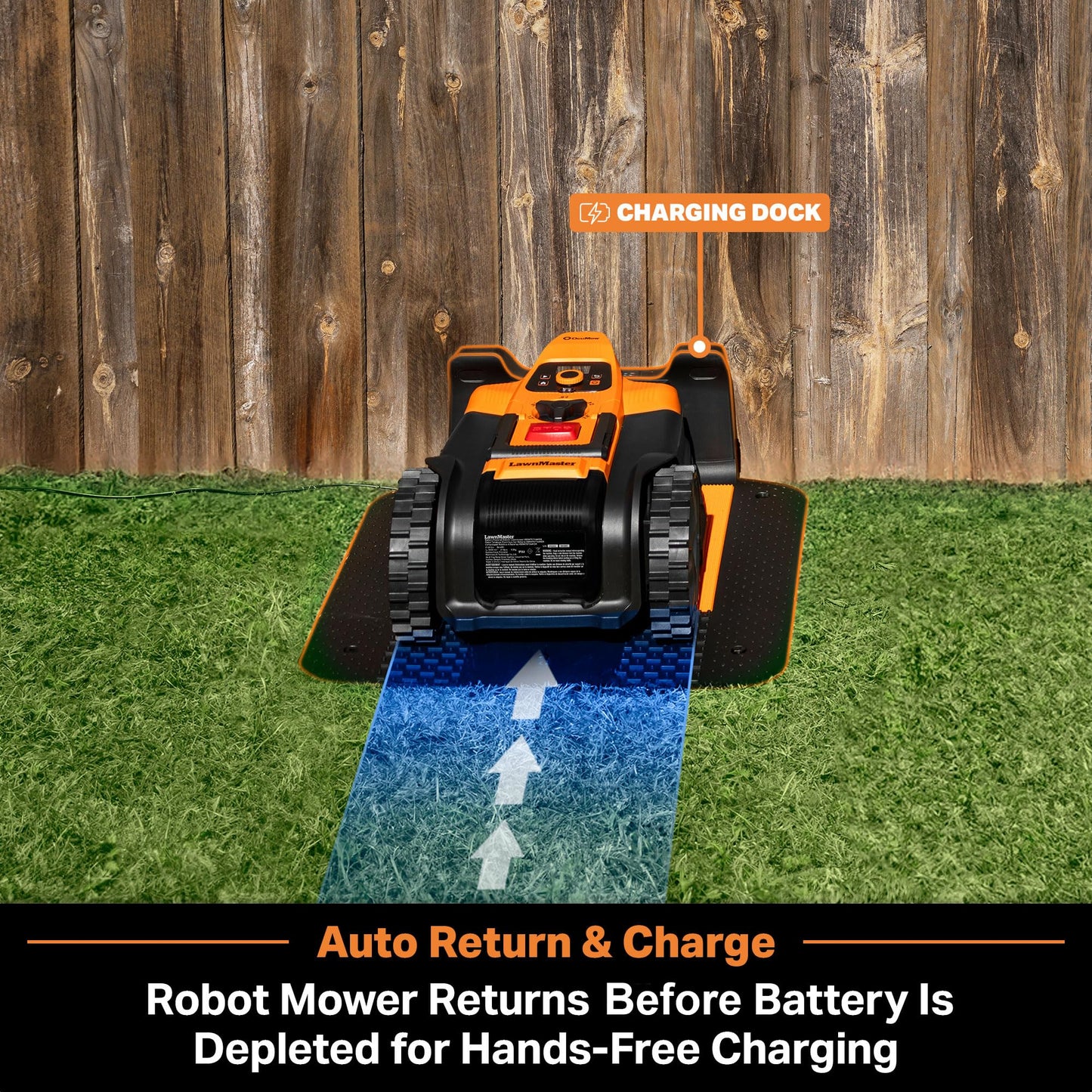 LawnMaster OcuMow™ VBRM701YAMIDR Perimeter Wire Free Robot Lawn Mower Cuts 1/6 Acre Optical Navigation,Obstacle Avoidance Auto-Charging Station, No Go Function, WiFi & Bluetooth Connection APP Control