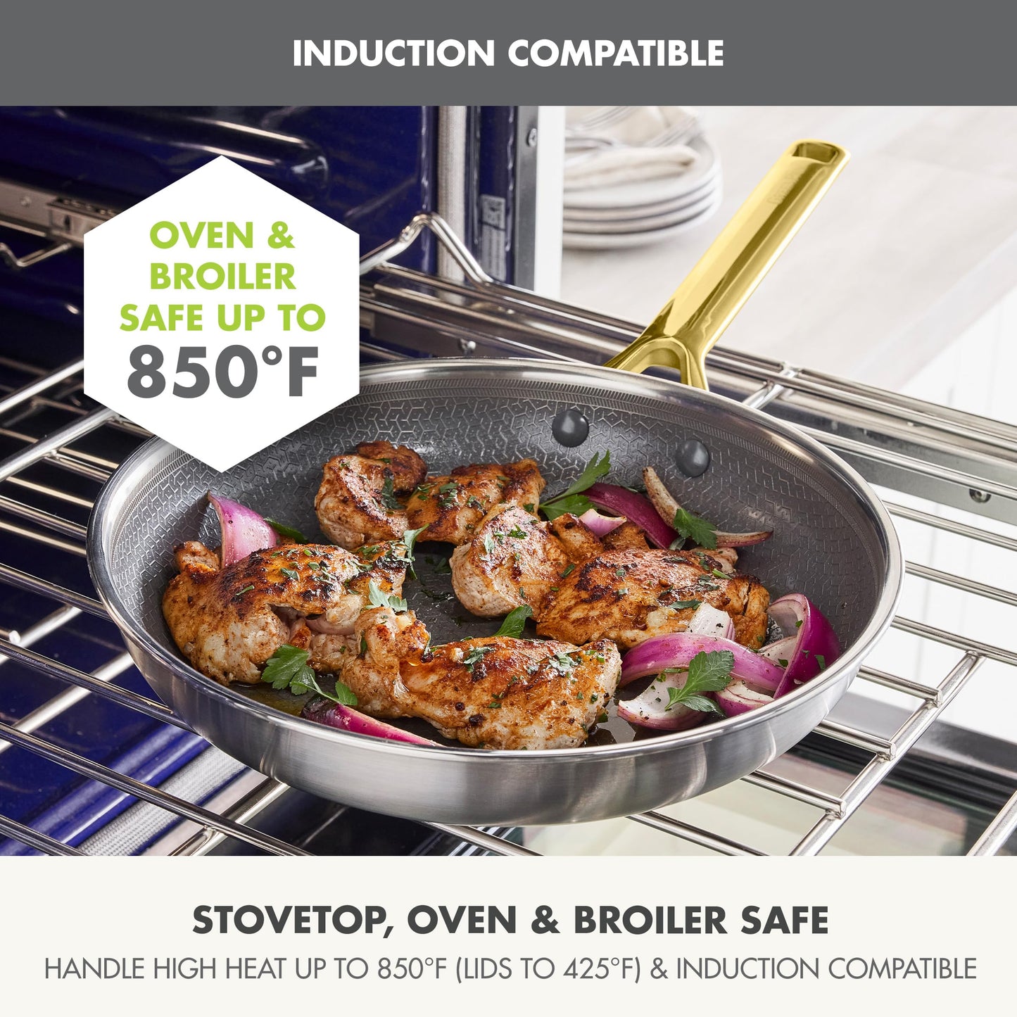 GreenPan Hybrid 13 Piece Nonstick Stainless Steel Cookware Set, APEX Tri-Ply Thermobond PFAS-Free Ceramic Pots & Pans, Induction & All Cooktop Compatible, Oven Temp to 850°F, Dishwasher Safe, Gold