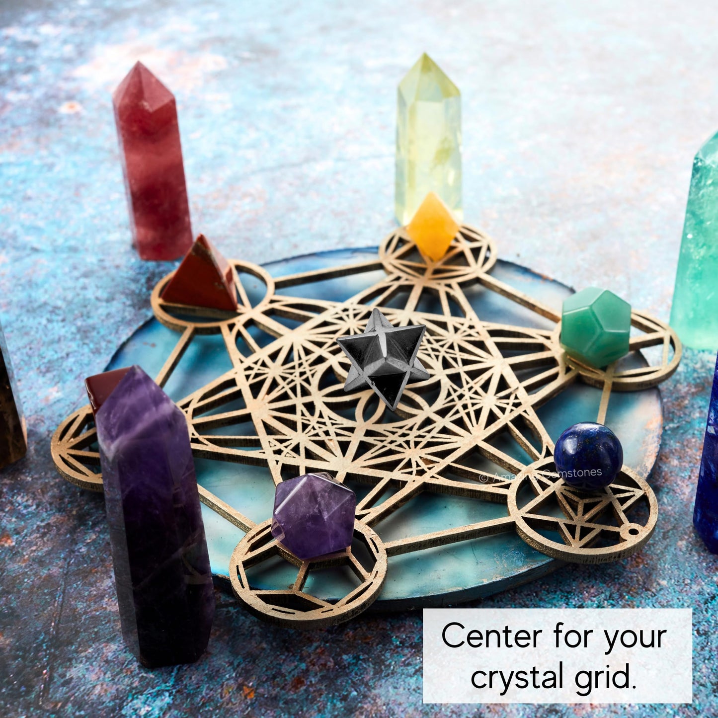 Amazing Gemstone Shungite Merkaba Crystal - 0.75 Inches Metaphysical Merkaba Star for Meditation - Energetic Tetrahedron Crystal and Healing Stones and Healing (15-20mm)