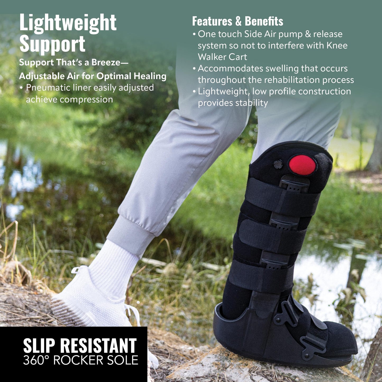Tall Side Pump Fracture Boot, Medical Grade Foot Brace for Fractures, Cart Friendly Ankle Boot & Brace, Adjustable Air Pump, Sprain & Injury Recovery, Post Op Shoe, Foot Boot for Injured Foot, Medium